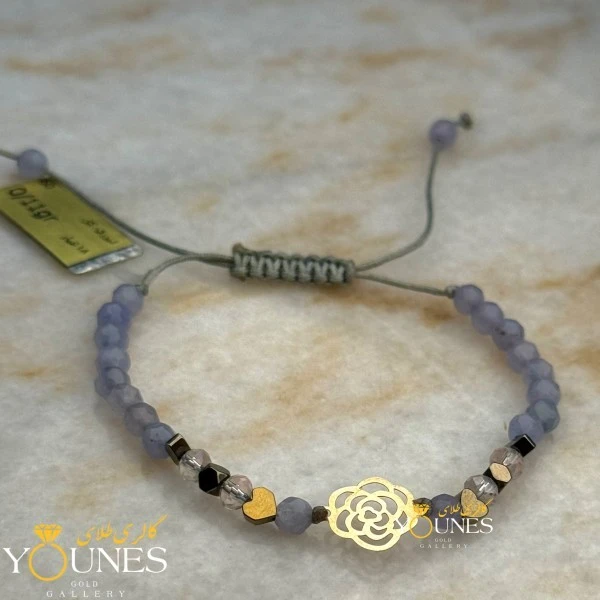 دستبند سنگی گل رز طلا لیزری